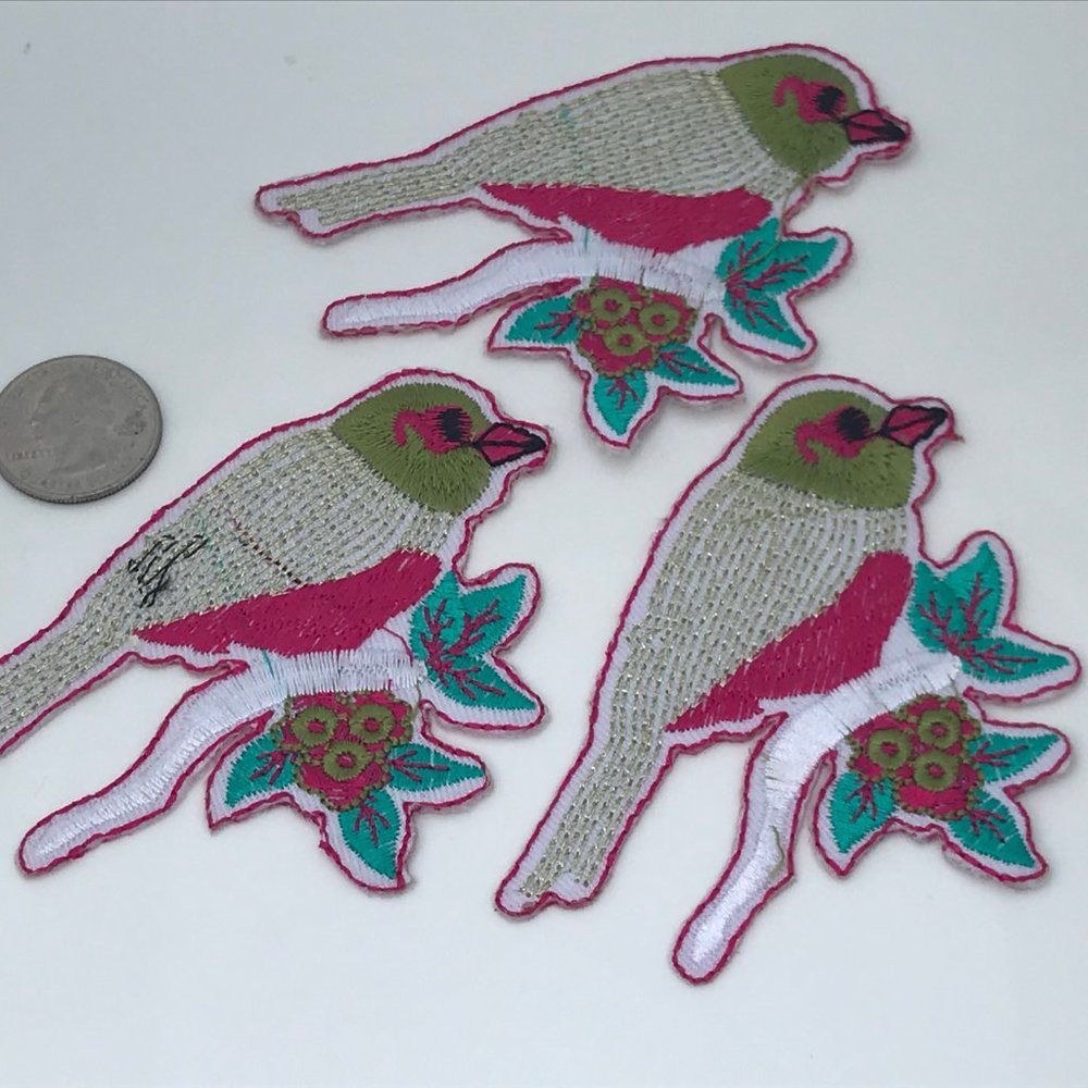 Lot of 3 Bird on Nest Iron On Patches Embroidery A - Picture 3 of 8